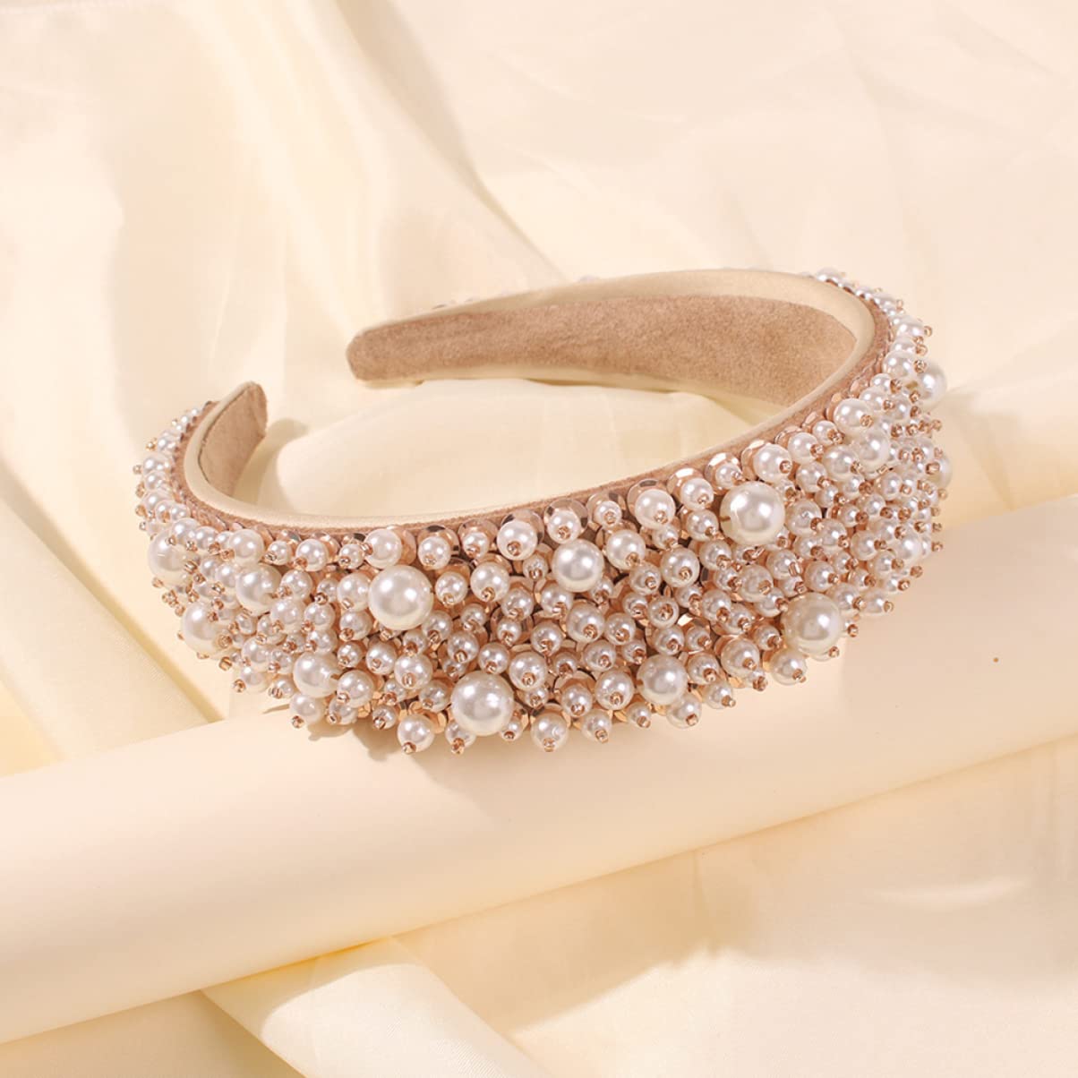 Diademas Diademas de moda Diadema ancha y dura Diadema acolchada con diamantes de imitación Diademas anchas de esponja Diademas acolchadas for mujer Banda for el cabello: Perlas Moda for mujer Mujer/2