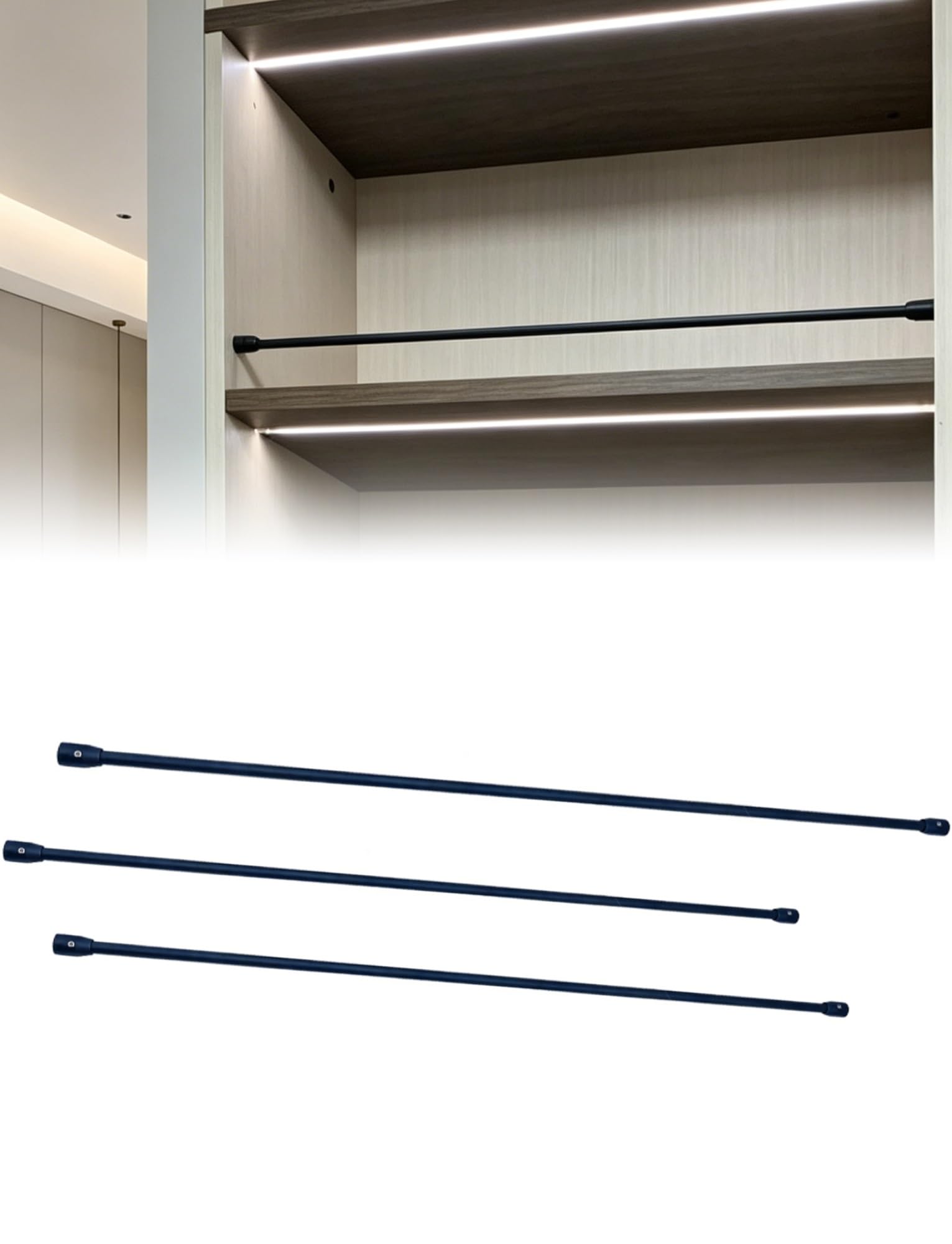 Decorative Guard Railing, 3Pcs Home Tipping Rail for Shelves,Gallery for Bathroom Ledge，Offices Desk Files Book Shelf(Black,81cm/32in)