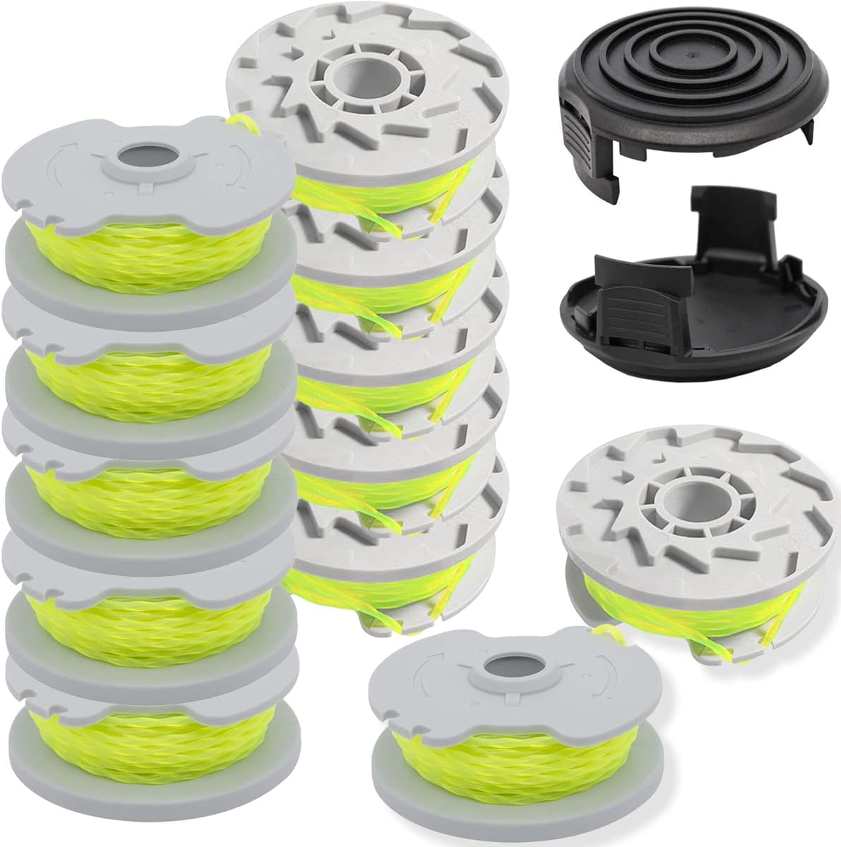 Rasentrimmer Ersatzspulen Set Für WG168 WG184 WG190 WG191 - 6 Spulen + 2 Kappen