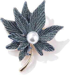 Kaichen Pearl Spray Paint Brooch Double Maple Leaf Brooch Pins, 4 * 4.5 cm (1.57 * 1.77 in), Alloy Steel, no gemstone