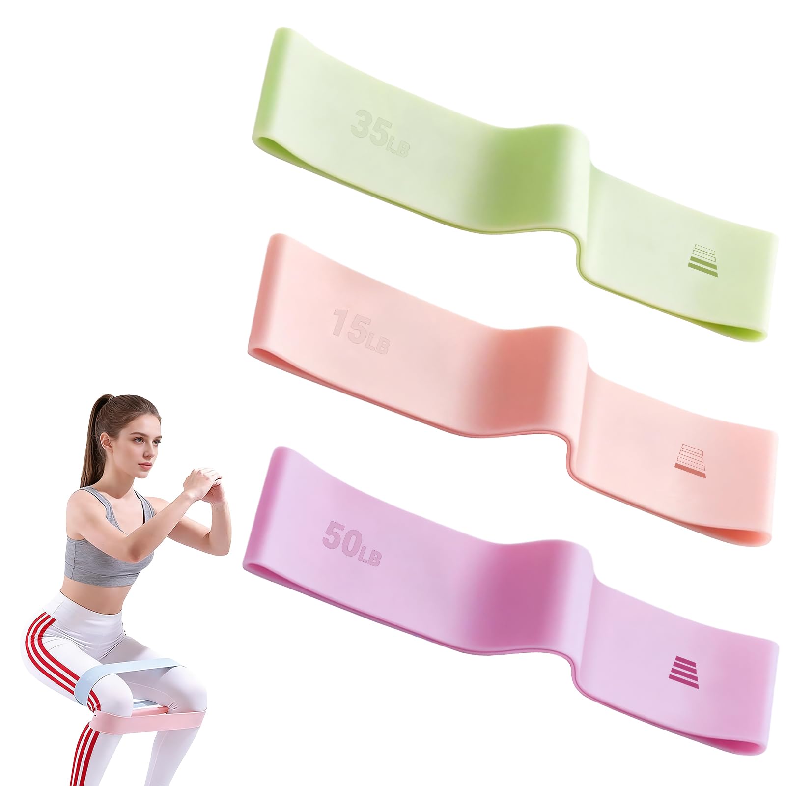 Resistance Bands for Working Out, 3-Pack Elastic Exercise Bands Strength Training Home Gym Equipment for Women Men