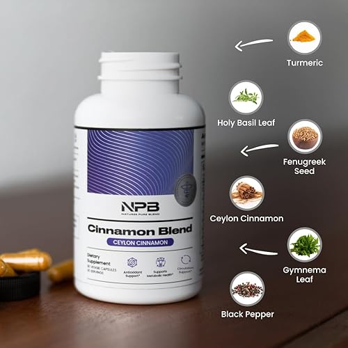 Miniatura 3 de Nature's Pure Blend Cápsulas de canela de Ceilán con suplemento de curcumina de cúrcuma - Extracto de canela para apoyo celular - Suplemento