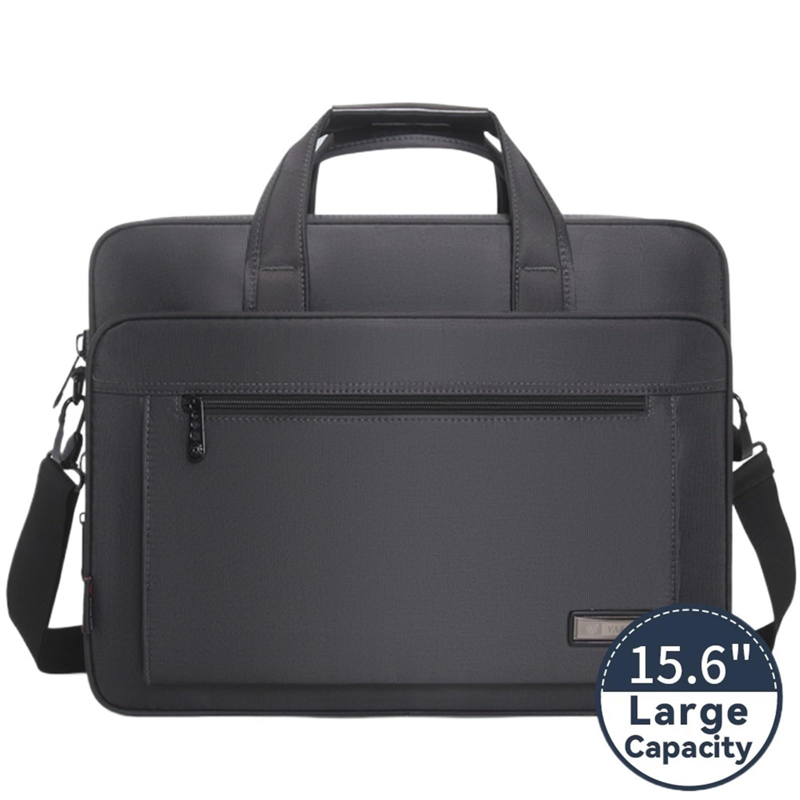 Borsa porta pc Grandi cartelle da uomo in tela, borsa tote, custodia for laptop 15,6 pollici, lavoro impermeabile, a tracolla, messenger Oxford, nero
