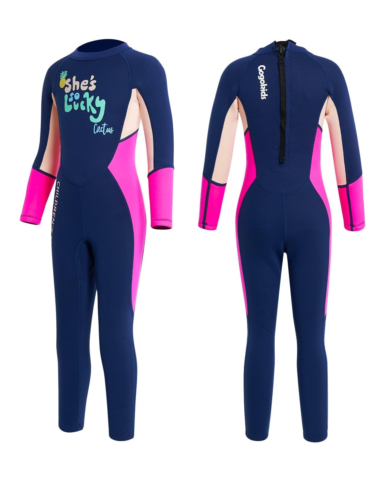 Gogokids Wetsuit Kids, Children 2.5mm Neoprene Thermal Swimsuit with UV 50+ Protection, Full Length One Piece for Ages 2-10 Boys & Girls Swimming, Surfing, Diving, Snorkeling