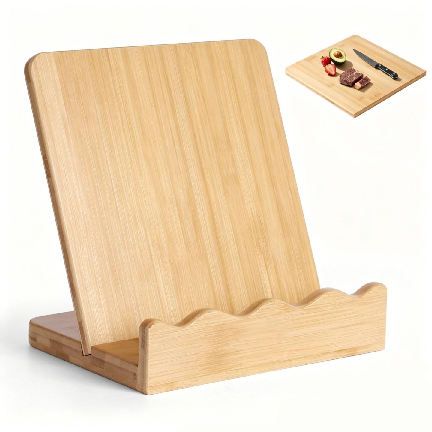 Photo 1 of Slirike Scalloped Wooden Cookbook Stand - Bamboo