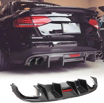 Carbon Fiber Rear Bumper Diffuser for Audi S4 B8 2008-2012 Rear Bumper Cover Lower Lip Spoiler Valance Protector Factory Outlet With LED Light