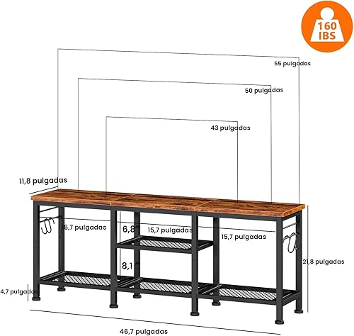 Miniatura 2 de Furologee Soporte de TV para televisores de hasta 55 pulgadas, centro de entretenimiento con estantes de almacenamiento abiertos, mesa consola