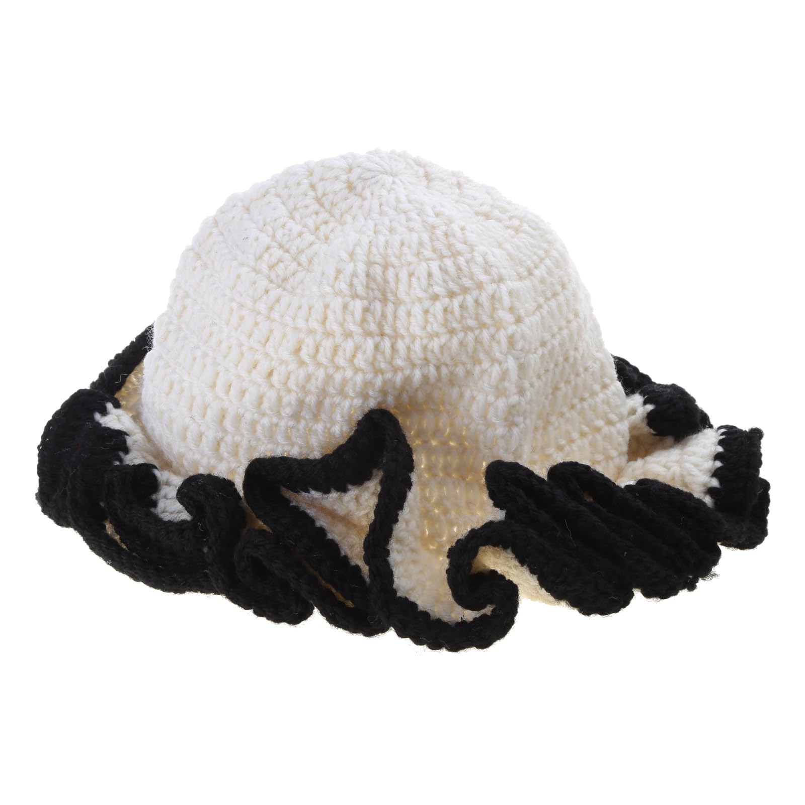 Handmade Crochet Bucket Hat Slouchy Boho Festival Daily Wear Ruffled Brim One Handmade Crochet Ruffle Bucket Hat - Slouchy Beanie Style  main image 4