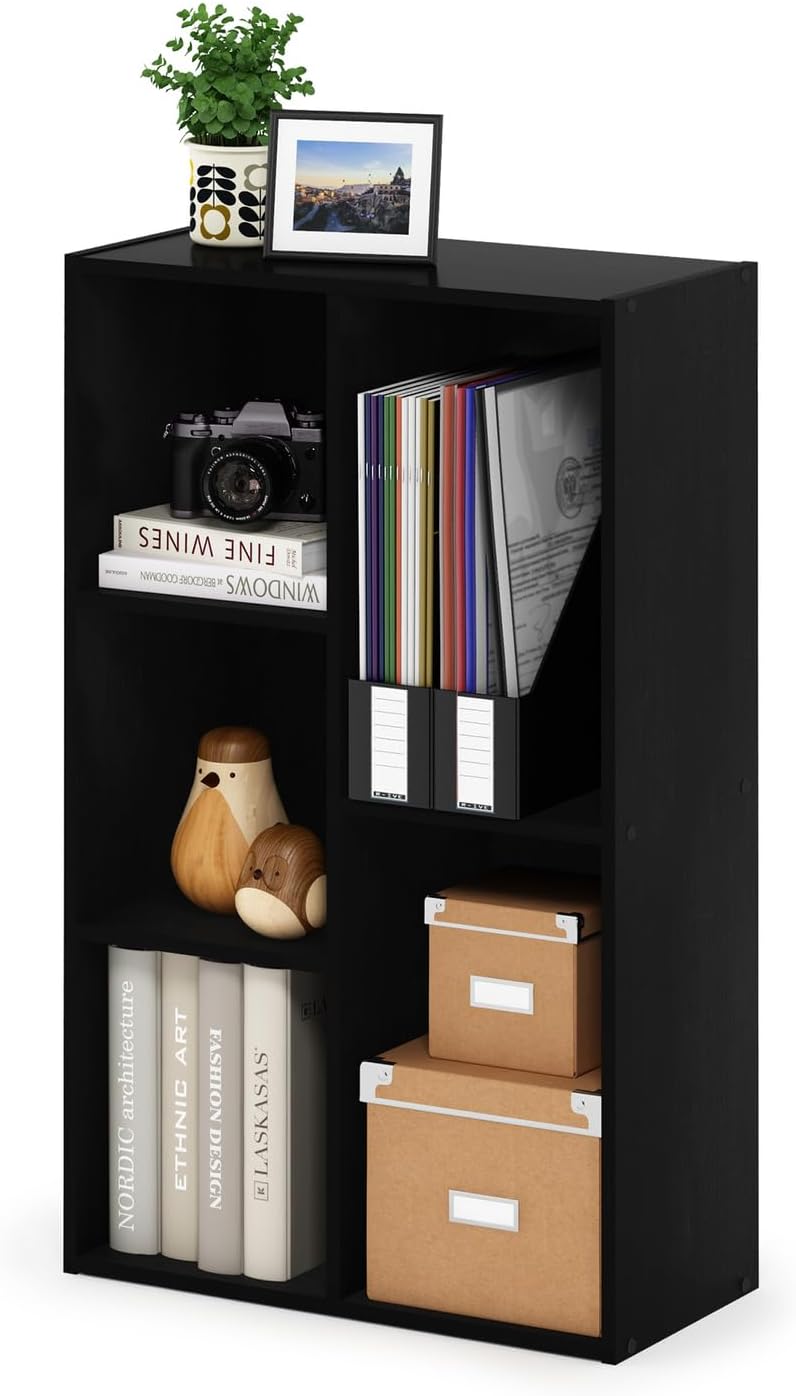HomeStock French Country 5-Cube No Tool Assembly Open Shelf, Blackwood