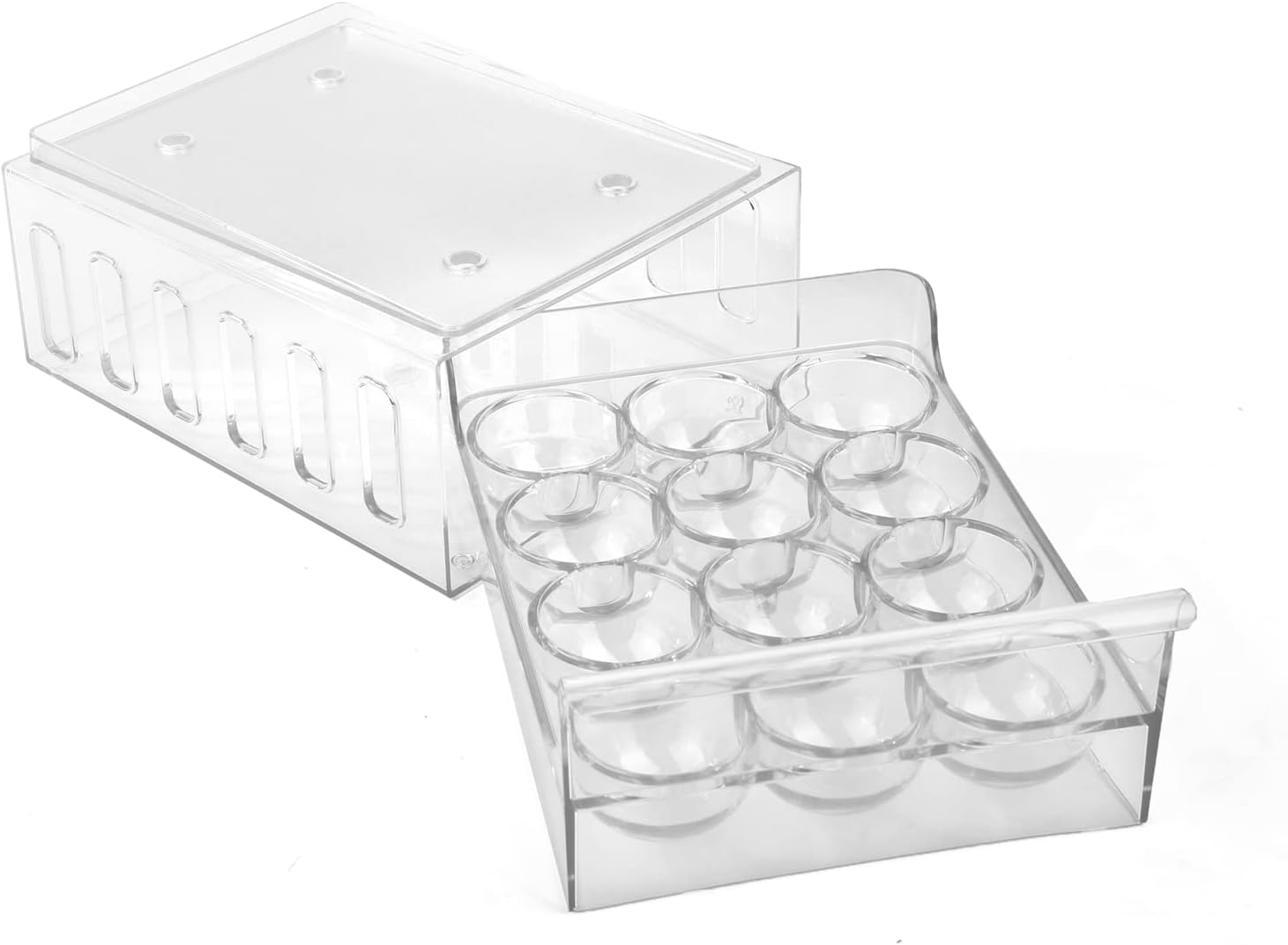 Mind Reader Egg Storage Drawer for Refrigerator, Fridge Organizer, Stackable, Bin, 6.75"L x 8.75"W x 3.5"H, Set of 2, Clear