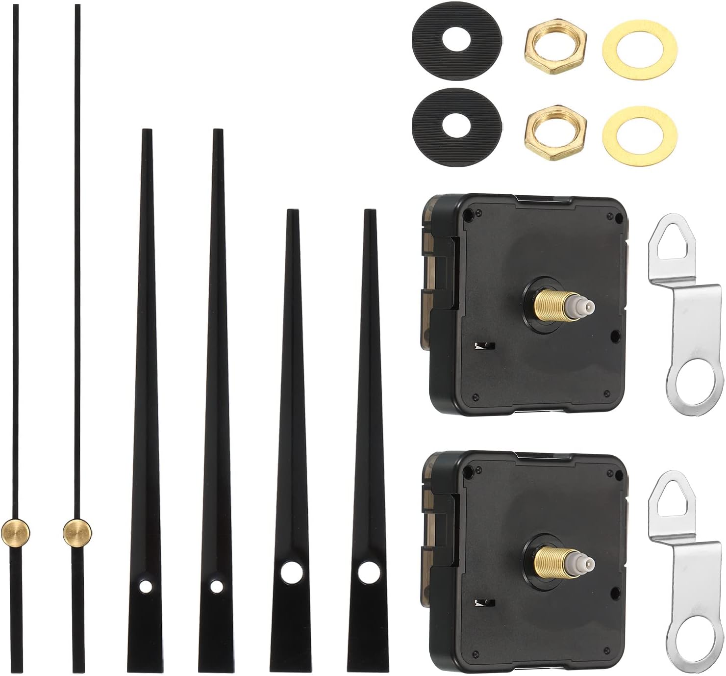 PATIKIL Clock Mechanism Replacement, 2 Set Quartz Clock Mechanism Battery Operated DIY Hanging Wall Clock Hands Motor Movement Kit Repair Parts Metal, Black