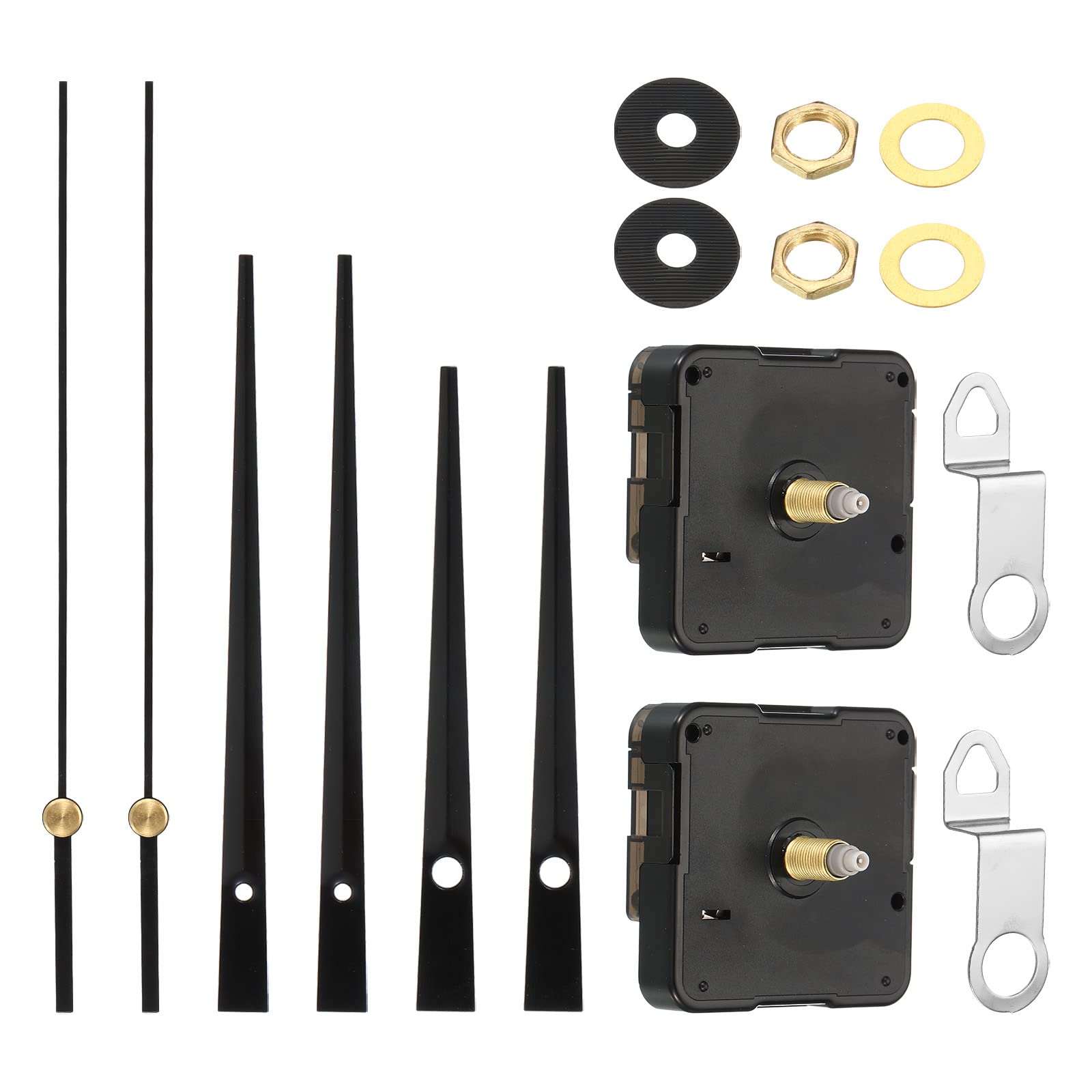 Photo 1 of PATIKIL Clock Mechanism Replacement, 2 Set Quartz Clock Mechanism Battery Operated DIY Hanging Wall Clock Hands Motor Movement Kit Repair Parts Metal, Black