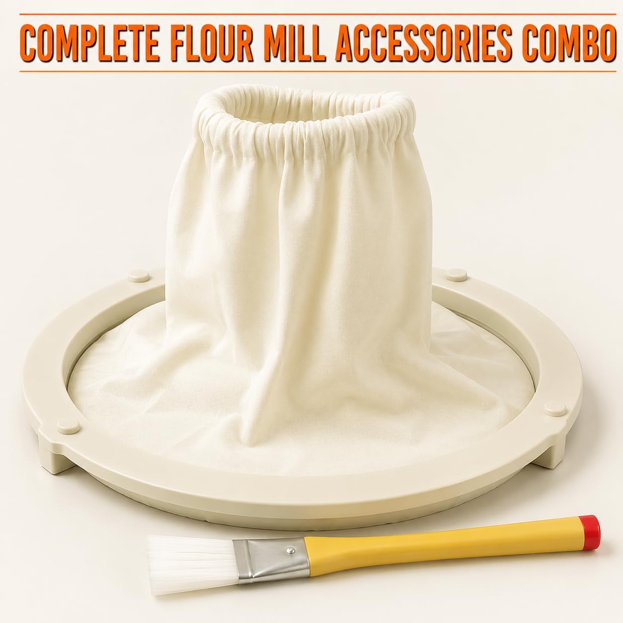Flour Mill Accessories Combo | 11 Inch Plastic Ring with Nylon Jali & Cleaning Brush | Atta Chakki Spare Parts for Domestic Use | Easy Fit, Durable & Reusable — Amazon image 8