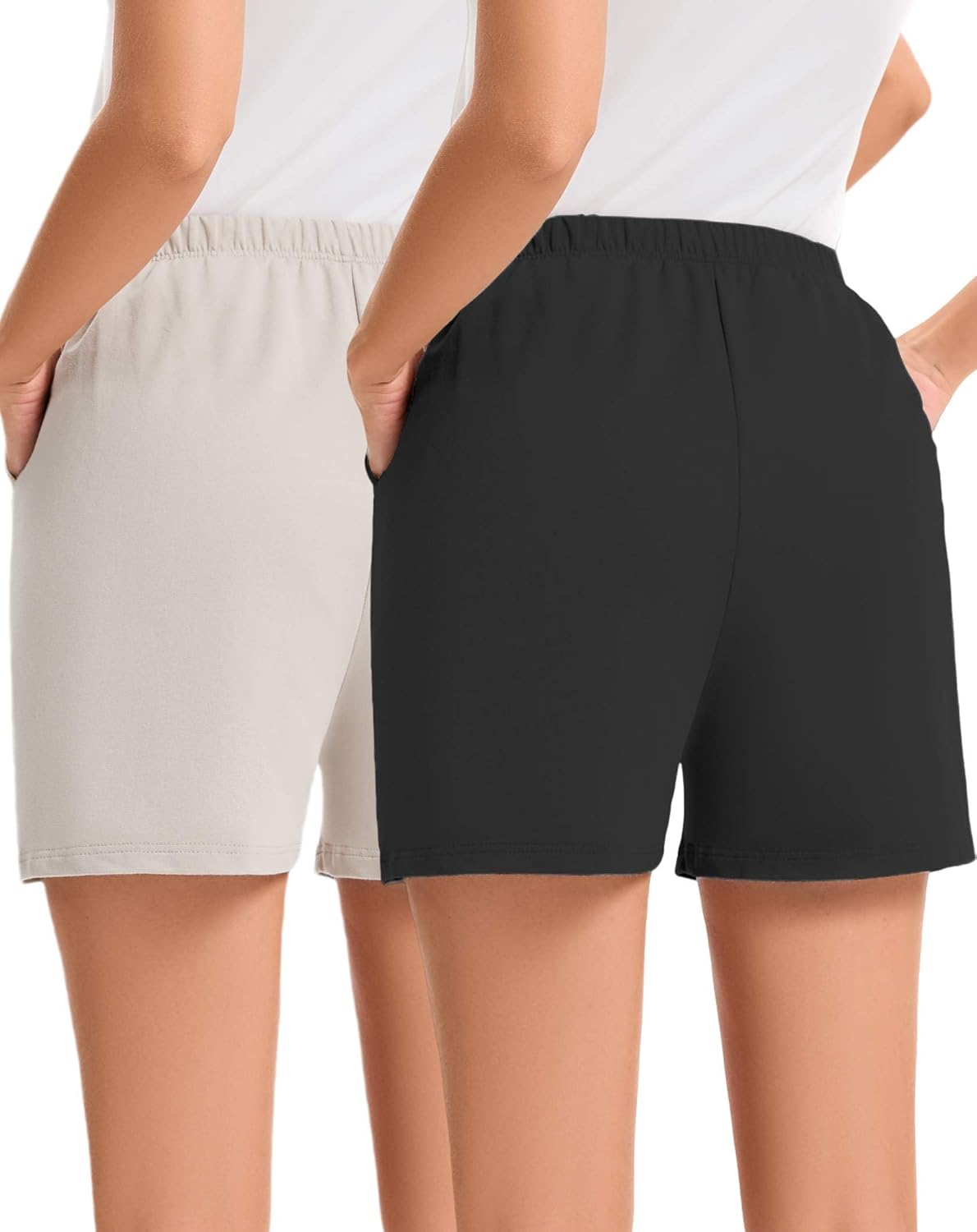 Women's Cotton Sleep Shorts Soft Pajama Shorts with Pockets Elastic Waistband Casual Loungewear - Image 2