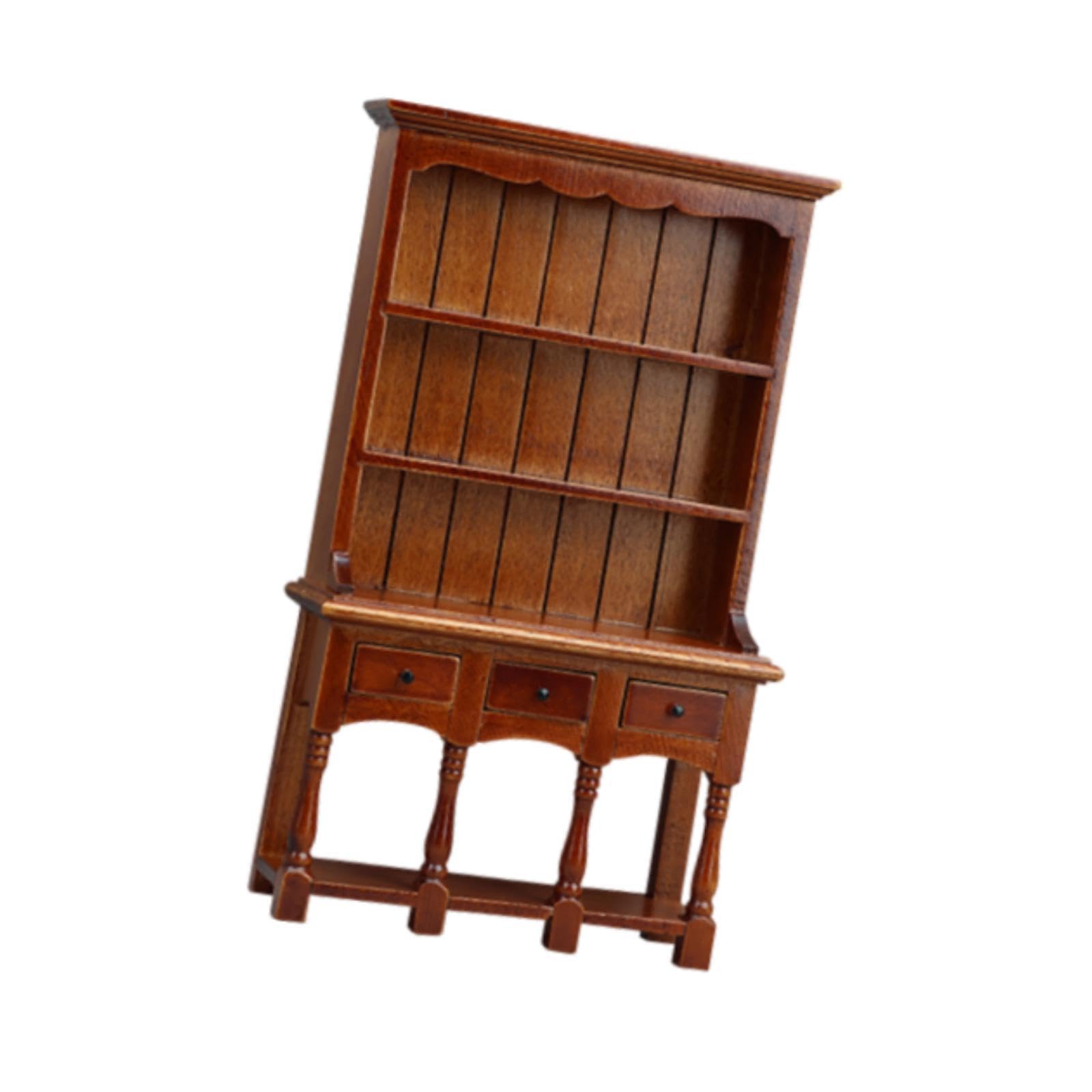 Menolana 1:12 Scale Dollhouse Bookcase Miniature Display Rack Photo Props Doll House Ornament Wood Display Cabinet for Hallway Bedroom