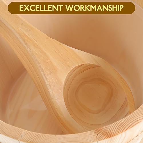 Miniatura 4 de Milisten Juego de 2 cubos de madera para sauna y cucharón para sauna, baño, ducha, cubo de madera, accesorios de agua para sauna, cucharón, baño,