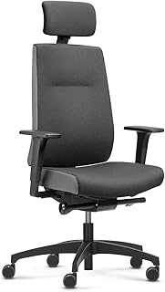 Dauphin Indeed Performance Operator, ergonomischer Bürostuhl & tiefenverstellbarer Lordosenstütze, höhenverstellbarer Kopfstütze, 2F-Armlehnen, Drehstuhl (Polsterrückenlehne + Kopfstütze)