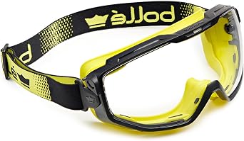 Universal Goggles with Foam, light weight, anti-scratch, and anti-fog coating - BLACK/YELLOW, CLEAR Lens
