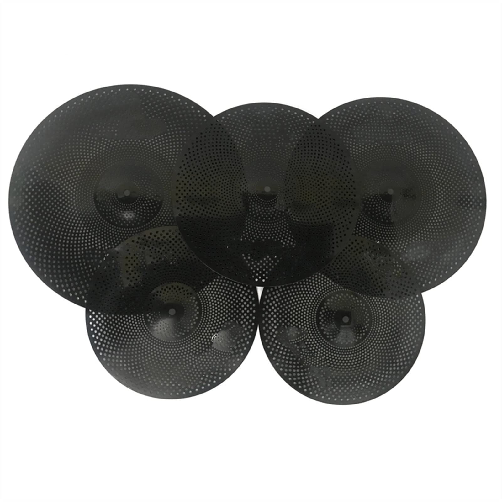 Hi-Hats Cymbal 5 Pieces Bajo Volumen 14 "Hi-Hat + 16" +18 "Crash +20" Ride + Bag Mute Cymbal para La Práctica (Color : Black)