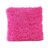 Tejido de felpa Extra suave HARRYSTORE Funda de cojín, Grueso Fundas De Cojines del sofá de la cintura Funda de almohada Suave (Rosado Caliente)