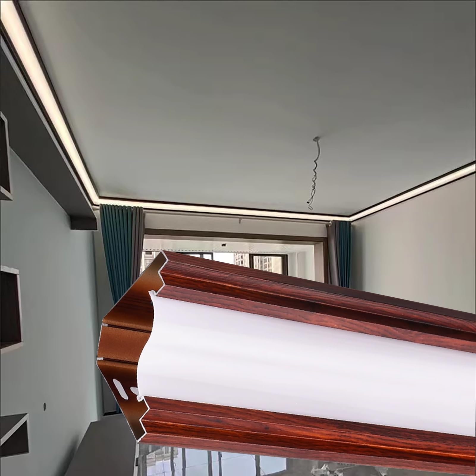 Kit de bordure décorative murale et moulure de plafond LED en V rouge