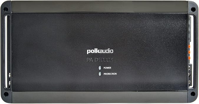 Polk Audio PA D1000.1 Class D MOSFET Monoblock Mobile Audio Amplifier; 500 Watts RMS @ 4 ohms, 800 Watts RMS @ 2 ohms and 1200 Watts RMS @ 1 ohm; Remote Subwoofer Level Control