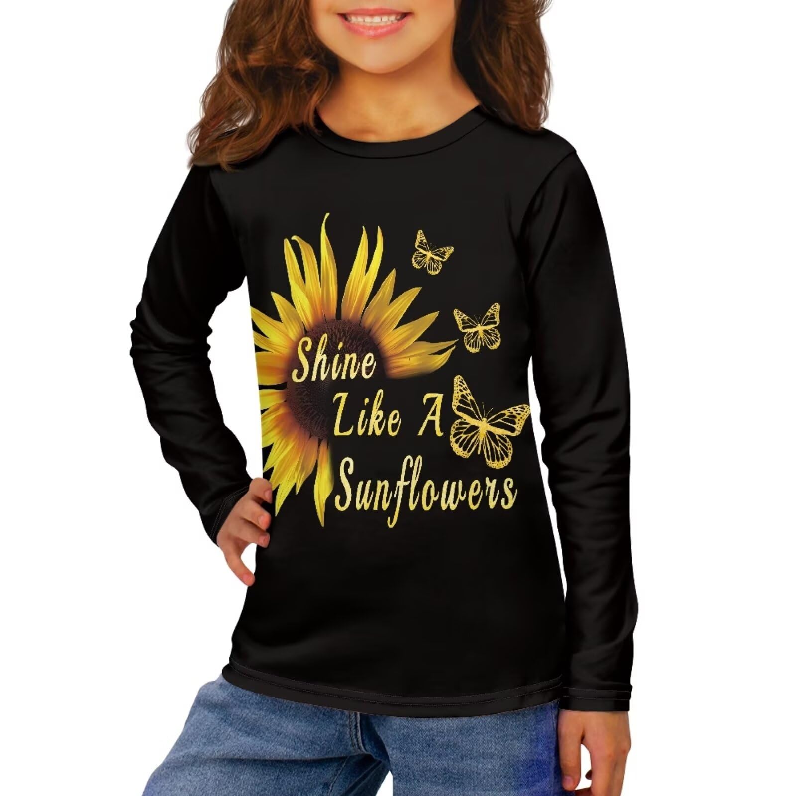 Long Sleeve Shirts for Girls Winter Tops 3-16t Cartoon T Shirts for Fall Clothes