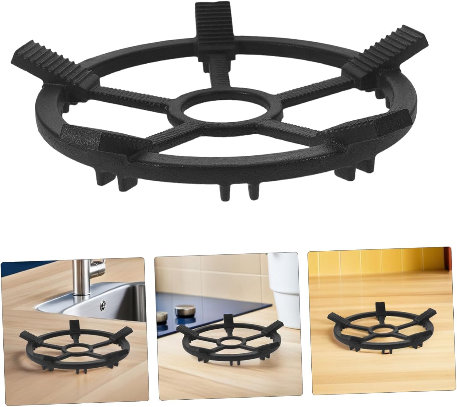 jojofuny Non-slip Cast Iron Wok Pan Stand Gas Stove Pot Holder Five-claw Burner Ring Support Rack for Milk Pot and Small Saucepan Compatible with Gas Cooktop