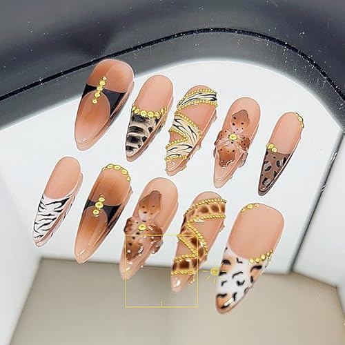 Feral Elegance Long Stiletto Press On Nails – Handmade Animal