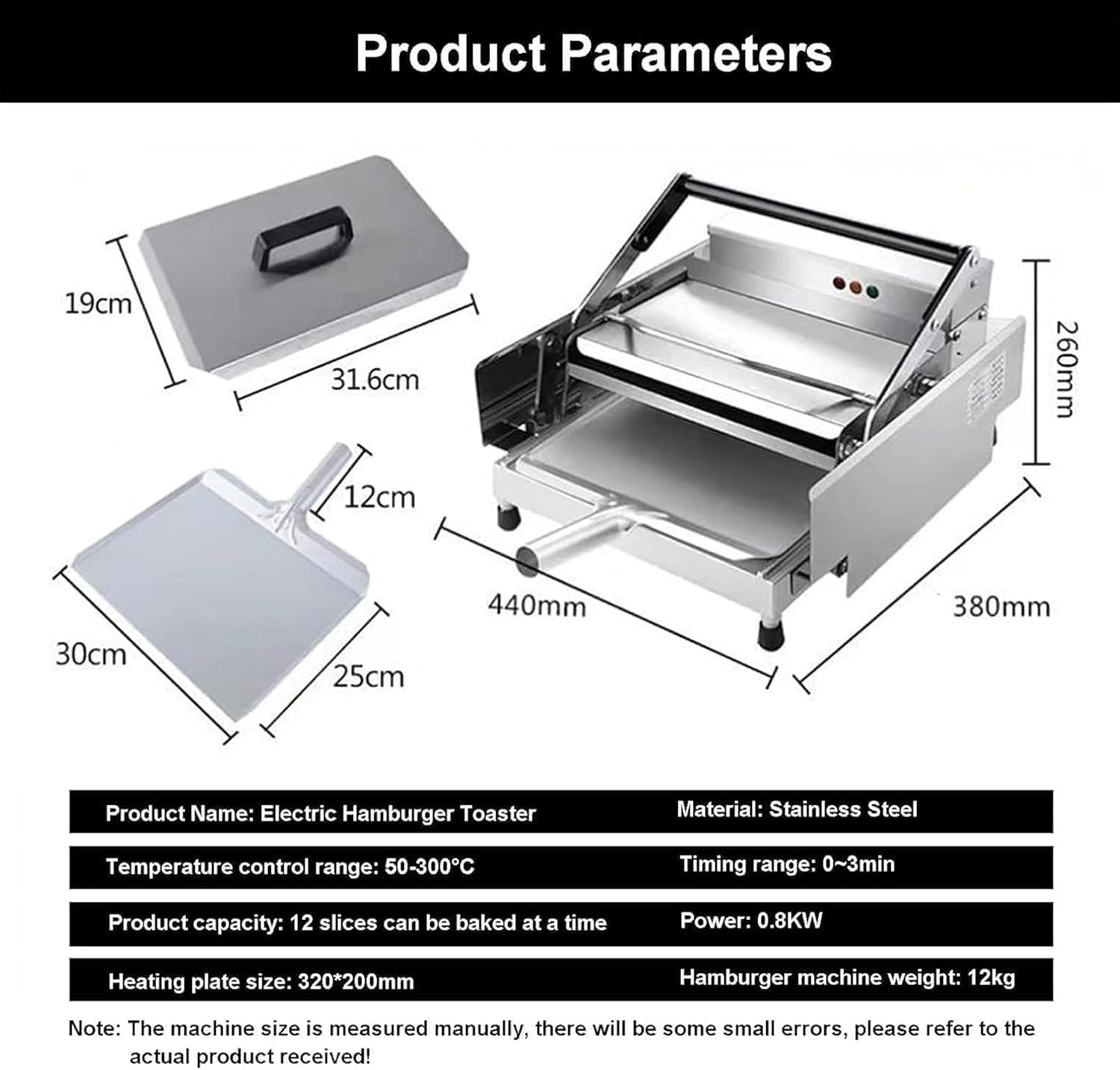 Dwuwarstwowa maszyna do burgerów, regulowana temperatura 50-300°C | Automatyczny toster do hamburgerów o mocy 800 W, timer 0–3 min do komercyjnych restauracji domowych