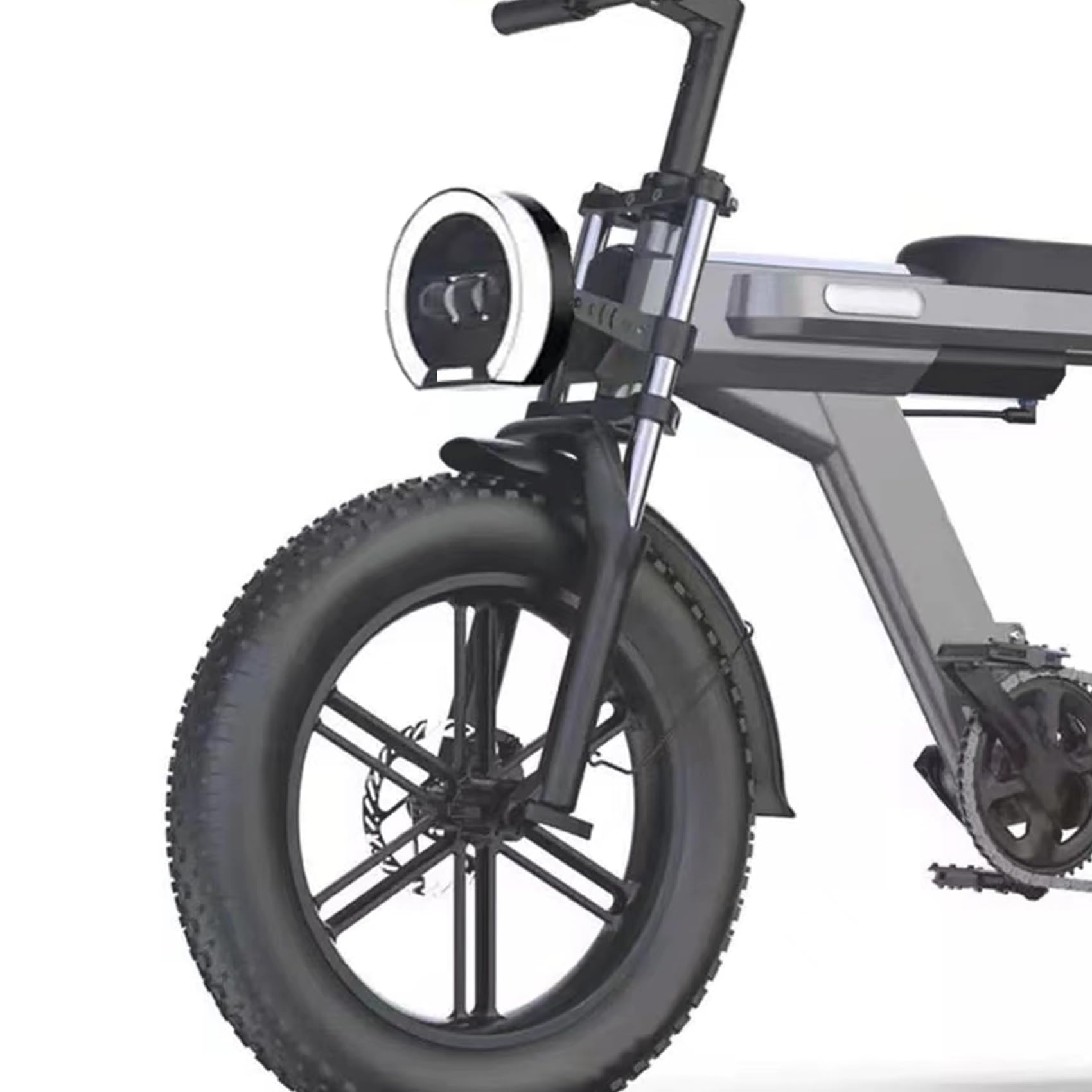 Faro a LED per e-Bike con connettore a 4 Pin, Luce Diurna Rotonda Angel Eye per Bici elettriche con Pneumatici Larghi, Luce Anteriore abbagliante Impermeabile 36V/48V