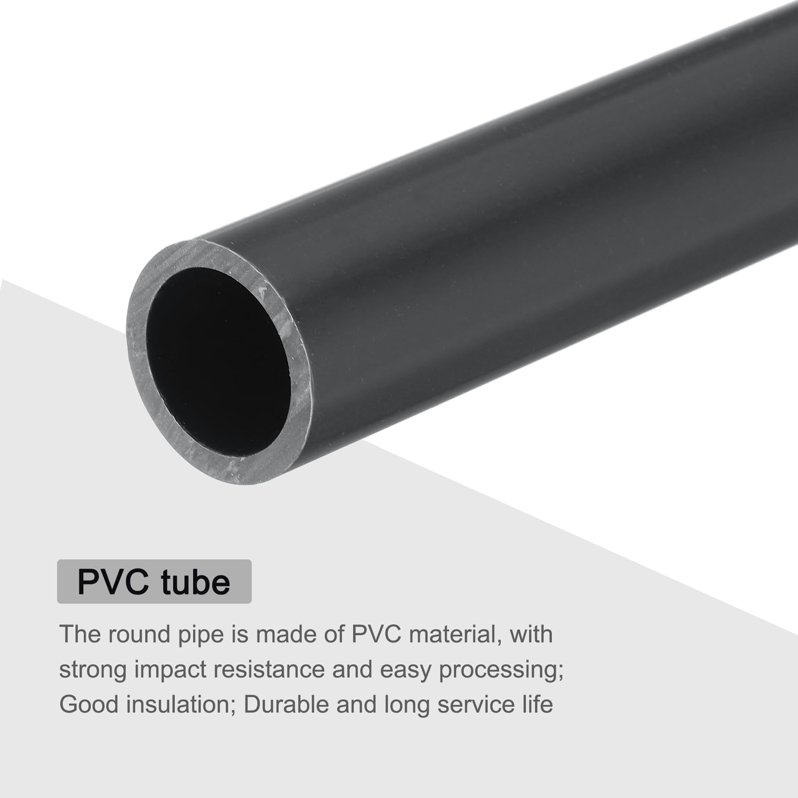 QUARKZMAN Okrągła sztywna rura PVC 15,4 mm ID 20 mm OD 20 cm / 8" Długość ciemnoszara o wysokiej wytrzymałości do rur wodnych rzemiosło osłona kabla