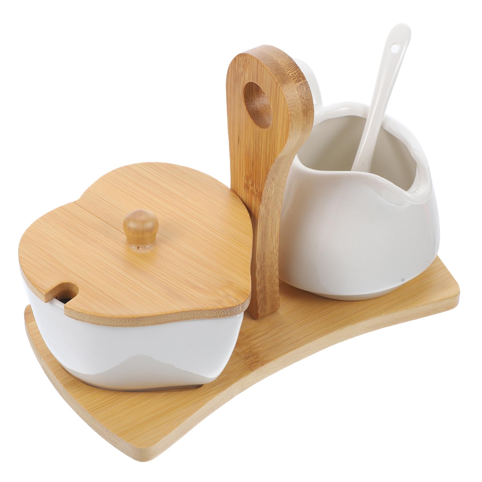 NAMOARLY Ceramic Sugar and Set with Tray Spoon Elegant Sugar Jar and Cream Pitcher for Home Hotel Use and Kitchen Decor