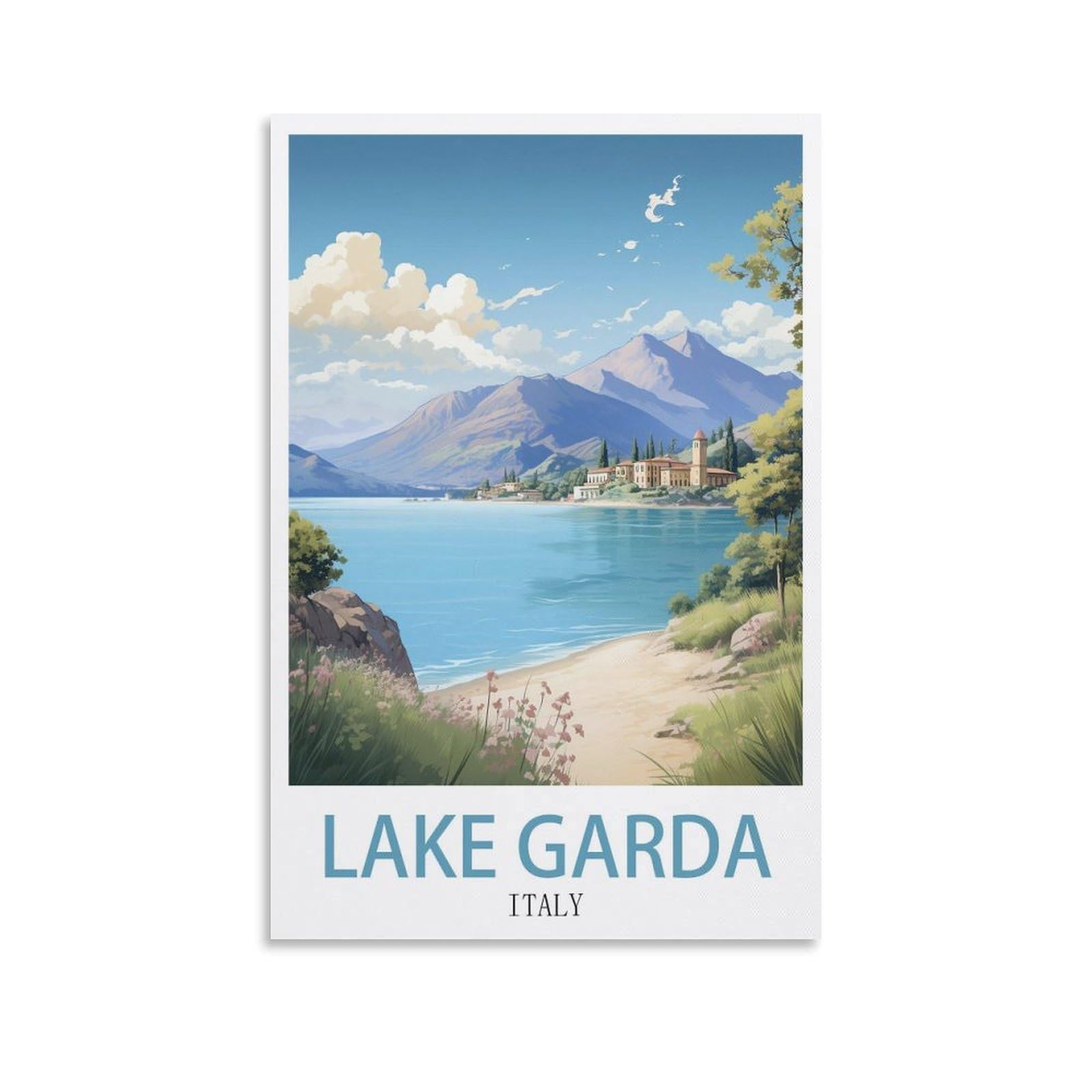 EZMLFA DIY 5D Diamond Painting Kits for Adults,Lake Garda Italy Crystal Rhinestones Art Craft for Beginners DIY Home Wall Decor Gift 50x60cm
