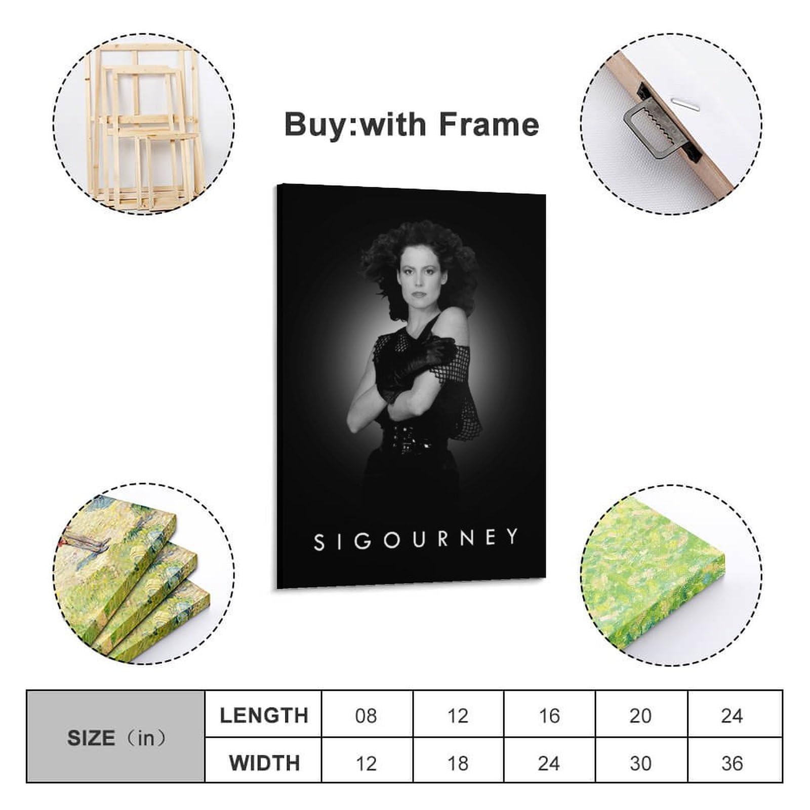VZRSQZK Poster decorativo su tela con attrice del film Sigourney Weaver, poster decorativo da parete e stampa artistica moderna per la camera da letto della famiglia (40 x 60 cm