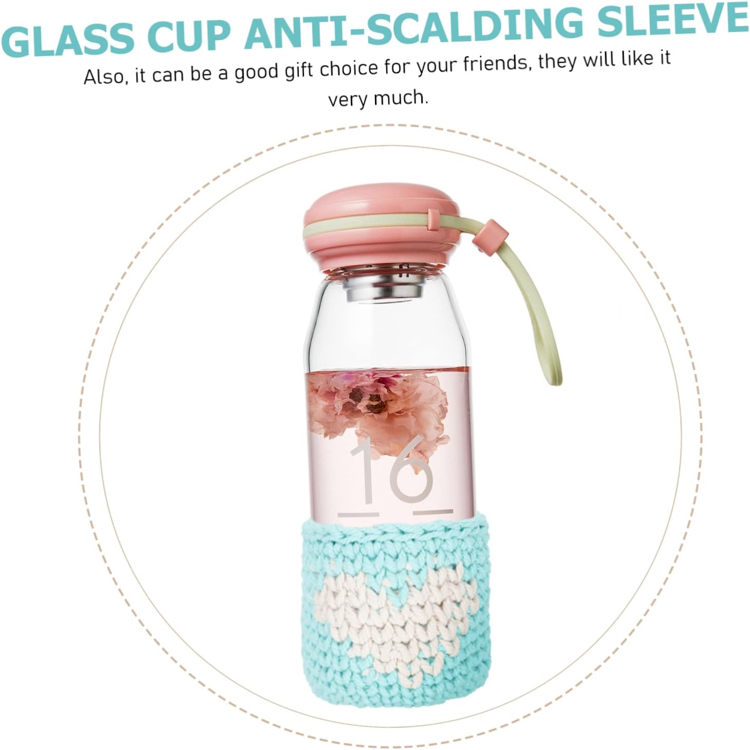 Creative Cotton Rope Knitted Cup Sleeve Handcrafted Drink Protector for Glass Water Cups Versatile Decor for Indoor Use for Gifts and Home Accent Sky Blue