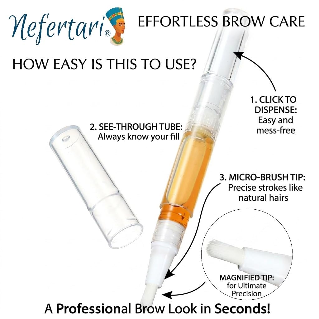 Nefertari Eyebrow Growth Serum: Eyebrow Oil to Grow Brows with Advanced Formula to Boost Longer Fuller and Thicker Natural-Looking Brows – Vegan, Cruelty-Free 15 mL triple Size