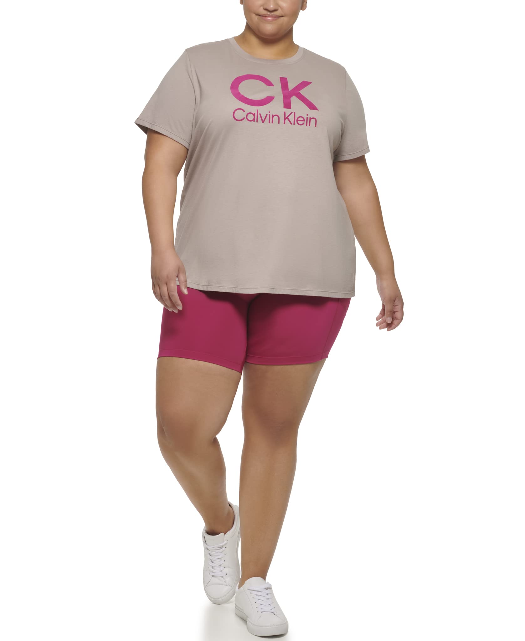 Calvin Klein Performance Womens Plus Size Active Stacked Flocking