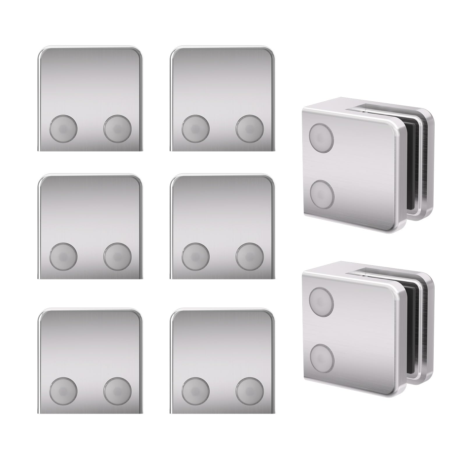 Abrazadera de vidrio de acero inoxidable 304 cepillado pack de 8 soportes para estantes