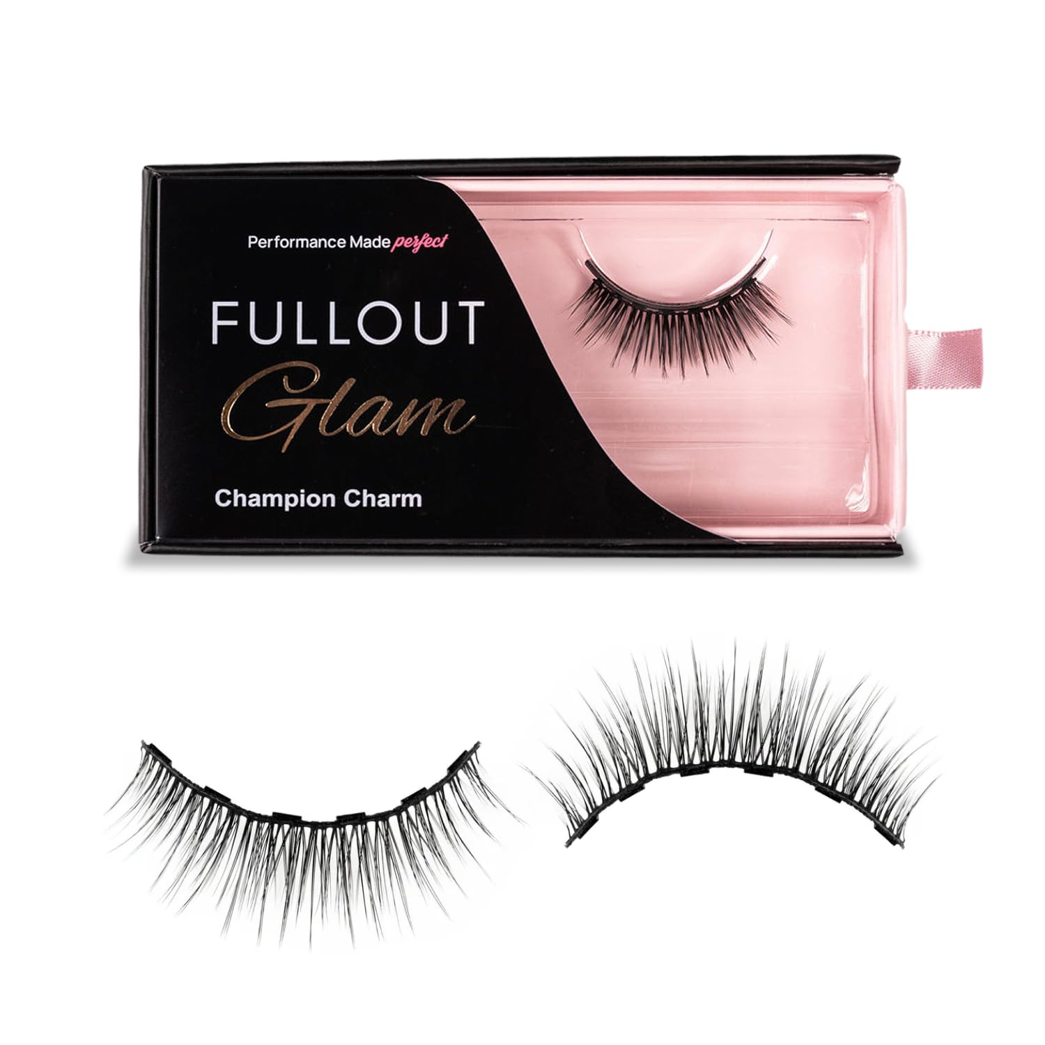 Full Out Glam Champion Charm Magnetic Lashes, Premium Reusable Magnetic Eyelashes, Refined Natural Look, No Glue Needed, Instant Application, Strong Performance Ready Hold, Contains One Set of Lashes