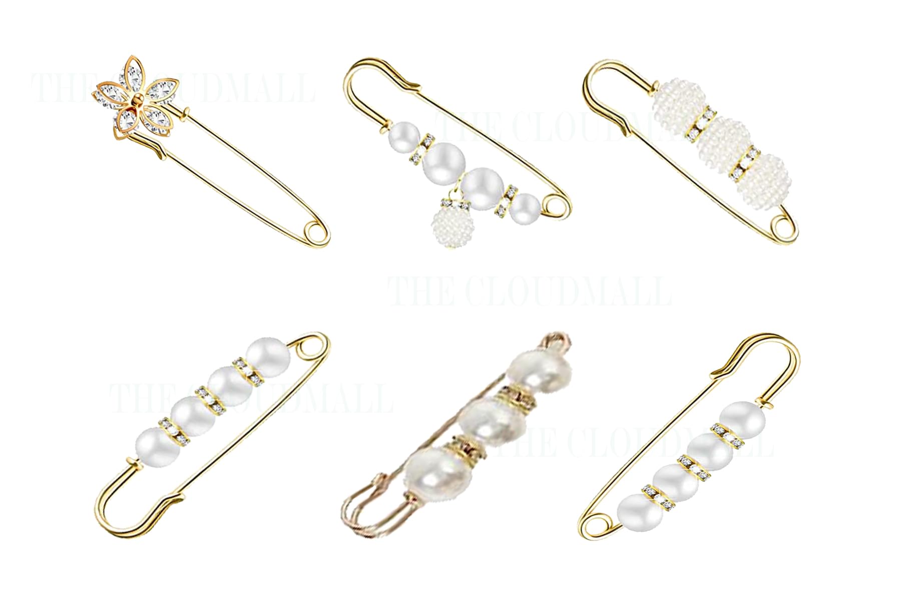 THECLOUDMALL® 6 Pcs Fashion Pearl Brooch,Sweater Shawl Clip Double Faux Pearl Brooches Waist Pants Extender Safety Pins (B0CB8RXKXR) Amazon Price History, Amazon Price Tracker