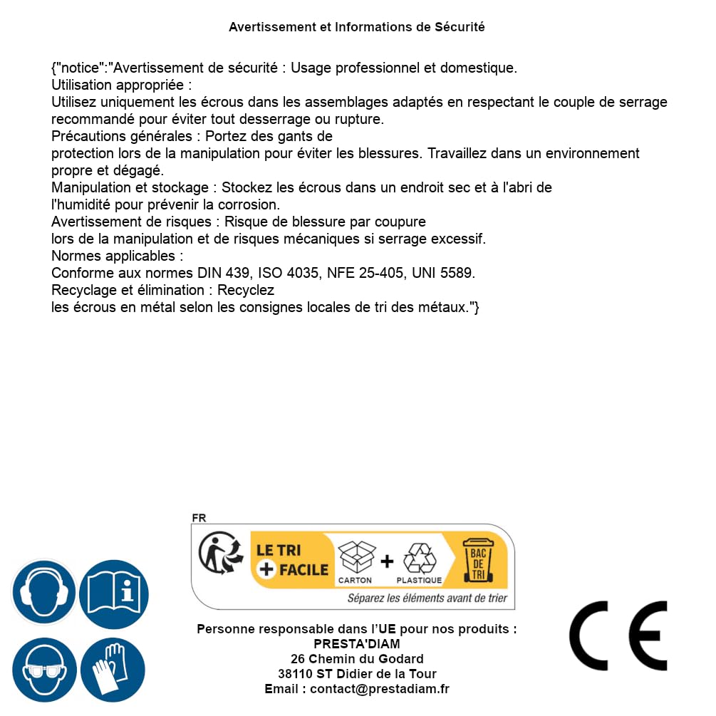 10 dadi esagonali M33 mm, DIN 439, acciaio inox A4, D-Work, 10 pezzi