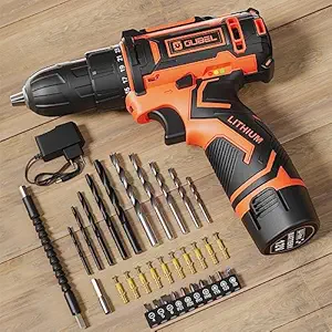 Drill Set, OUBEL 12V Cordless Drill with Battery and Charger, Home Electric Power Drill Cordless, 3/8-Inch Keyless Chuck, 2 Variable Speed, 25+1 Position, LED Light and 42pcs Accessories