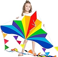 Vista 11 de Large Rainbow Delta Kite for Kids & Adults,Single Line Beach Kite for Kids Ages 4-8 & 8-12,Easy to Fly for Toddlers and Beginners