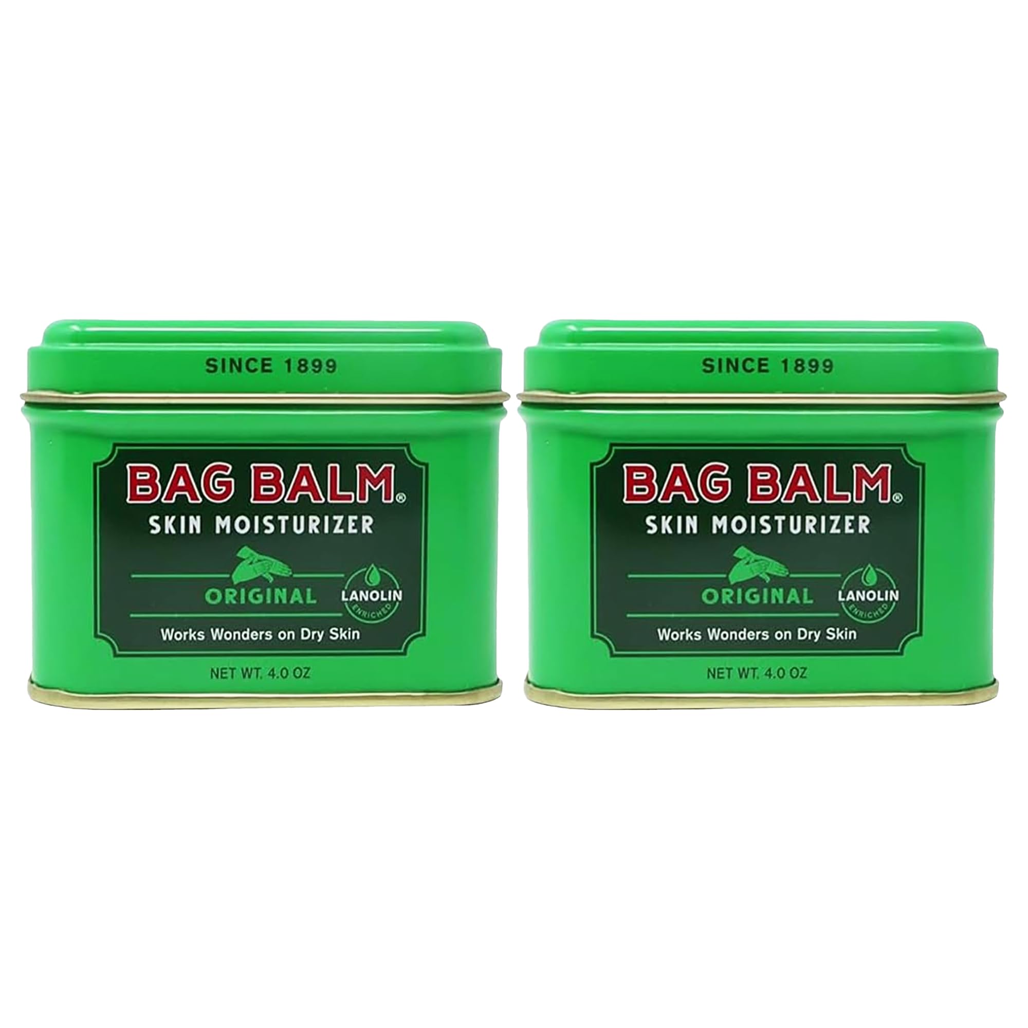 Bag Balm Original Moisturiser For Dry Skin | All-Purpose Hydrating Balm | Heals Cracked Hands, Split Heels, Cuticles In Winter | Provides Instant Relief | Lanolin-enriched (113g, Pack of 2)