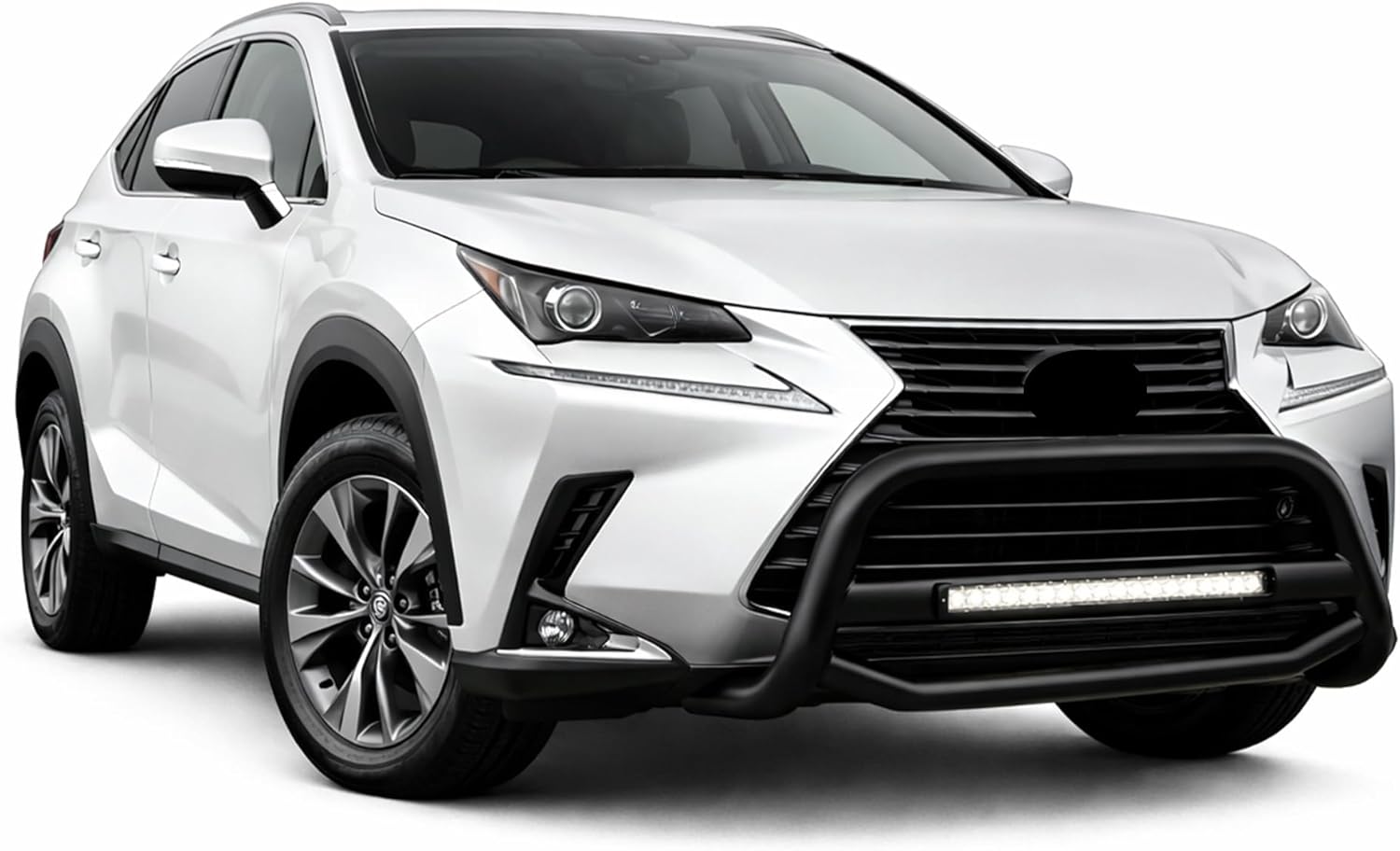 Black Horse MAX Beacon Bull Bar No Skid Plate Black Compatible with 2015-2018 Lexus NX200T|2019-2021 Lexus NX300|2015-2021 Lexus NX300H-MAB-F7408B