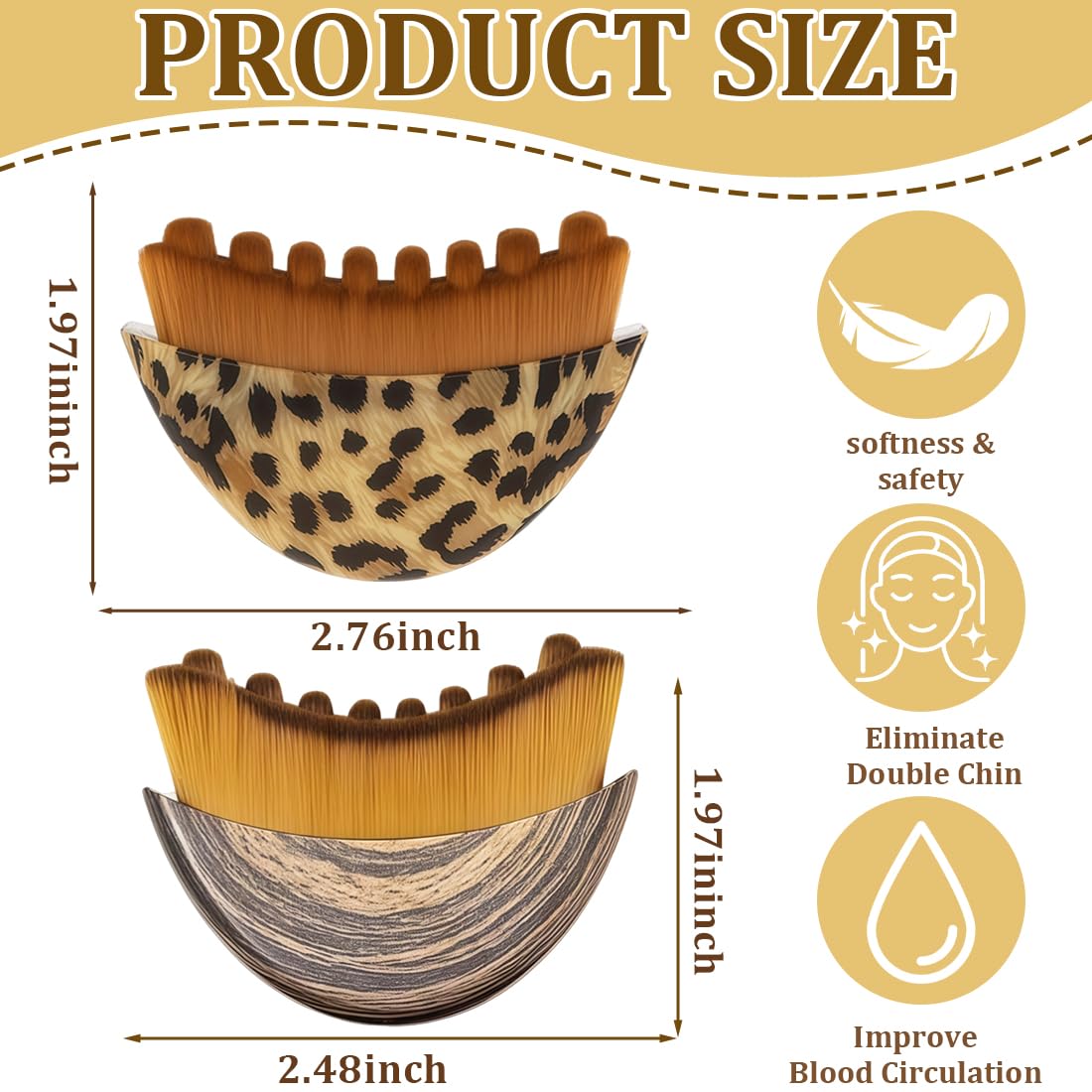 Cepillo de Drenaje Linfático Facial – 2 Piezas en Diseño Dorado y Leopardo, para Piel Radiante y Desintoxicada — view 2