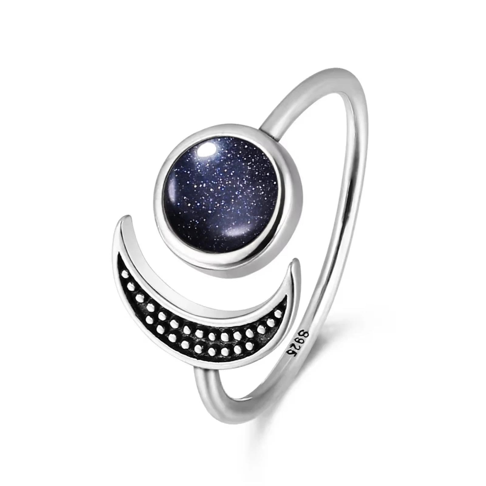 Anello Anelli Gioielli Donna Uomo Anelli Regolabili in Pietra di Luna Naturale per Donna, Colore Argento, A Forma di Luna, Gioielli Raffinati per Feste E Anniversari
