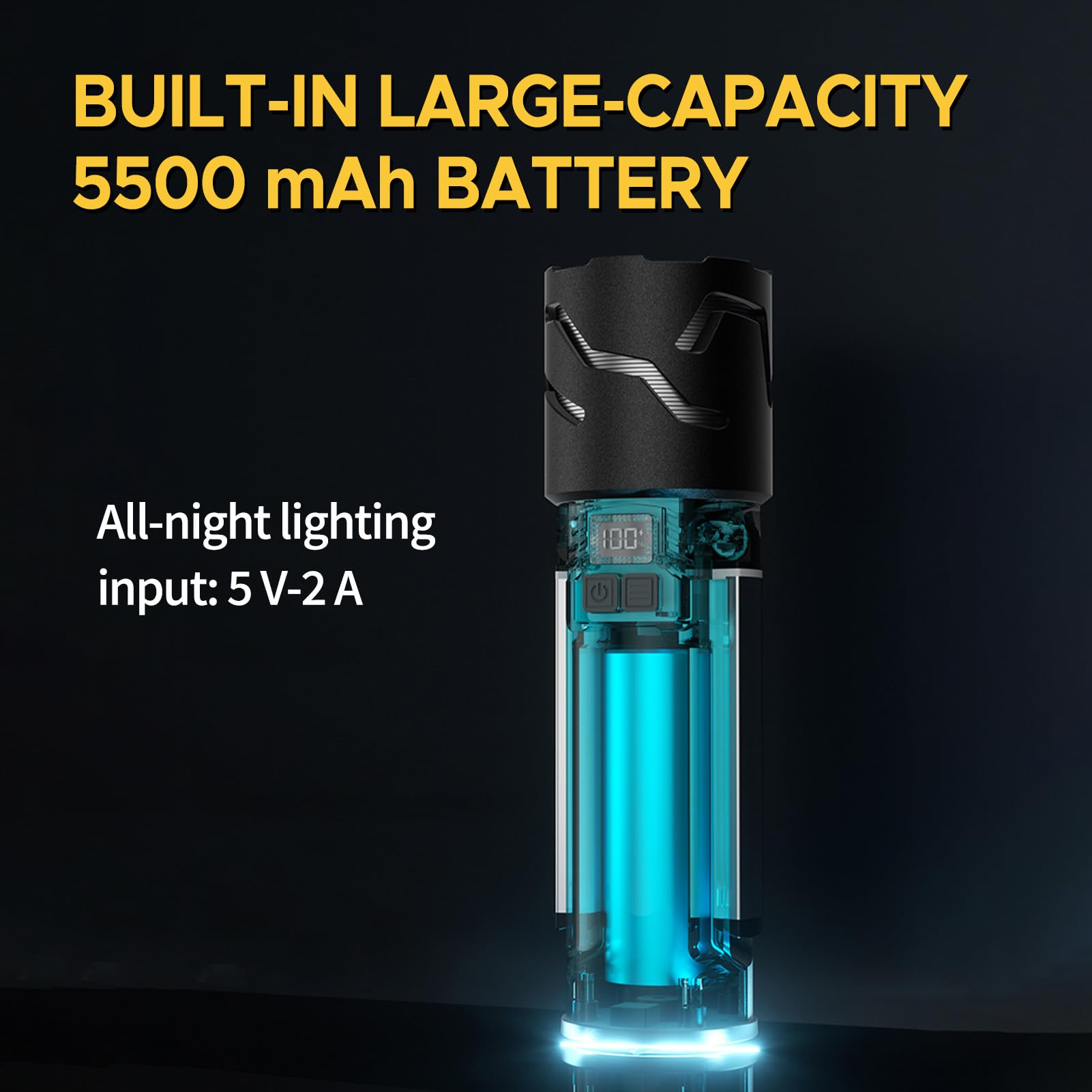 Lixada Luces telescópicas de camping, 5500 mAh Linterna de Camping Recargable Retráctil, Multifunción Emergencia Lampara Ajustable Linternas LED Alta Potencia Para Senderismo Pesca (Negro)