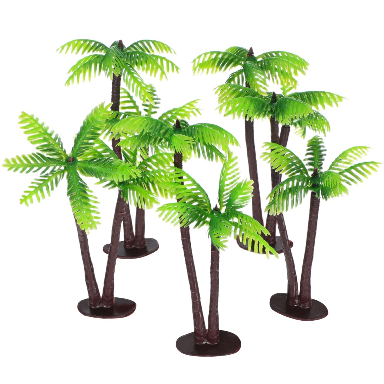 OSALADI 5pcs Mini Coconut Tree Decorations, Plastic Mini Palm Trees for Micro Landscape, Model Architecture, Home Craft Use